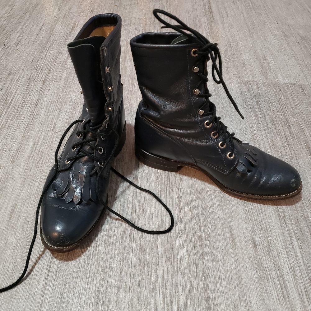 Navy Blue Justin Boots size 7.5 Narrow